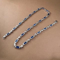 Turkish Style Tang Grass Pattern Stone Inlaid Necklace 5mm Heavy Craft Chain 07FC0E-D4 - KOEEK
