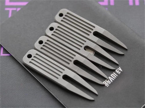 1PC TC4 Titanium Golf Divot Repair Tool Golf Green Fork EDC Portable Keychain 07FC0E-D4 - KOEEK