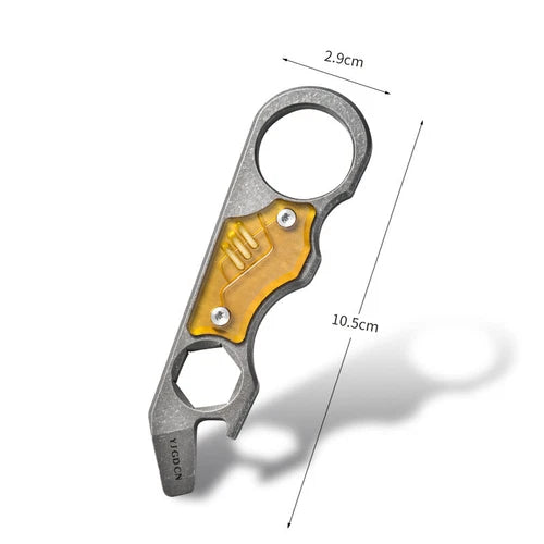 Titanium PEI Bottle Opener Pry Bar Crowbar Wrench EDC Pocket Multi Tool Keychain 07FC0E-D4 - KOEEK