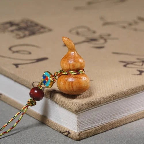 1Pc Exquisite Wooden Gourd Ornamental Pendant with Auspicious Decoration 07FC0E-D4 - KOEEK