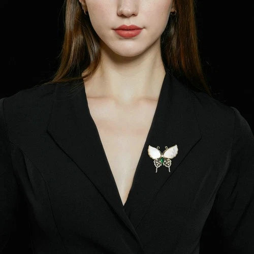 Natural Shell Butterfly Brooch Mother Of Pearl Inlay Coat Pin Clothing Accessory 07FC0E-D4 - KOEEK