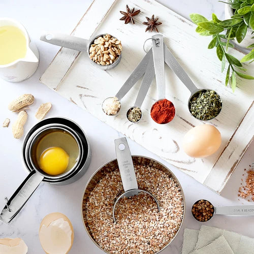 Stainless Steel Measuring Cups & Measuring Spoons 10-Piece Set 5 Cups & 07FC0E-D4 - KOEEK