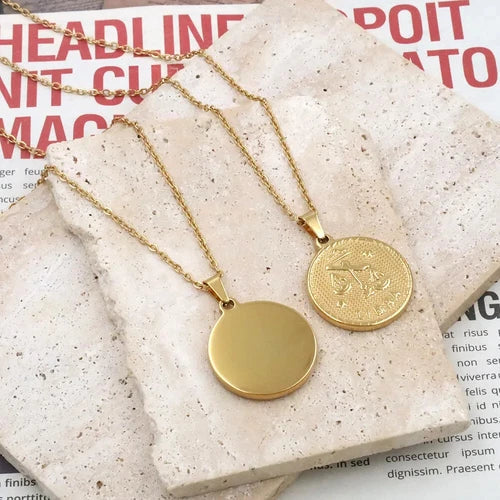 Gold Plated Stainless Steel Constellation Horoscope Zodiac Sign Pendant Necklace 07FC0E-D4 - KOEEK