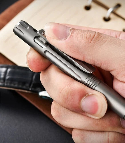 EDC Titanium Alloy Pocket Ball Pen Tactical Signature Pen Stationery w 5 Refills 07FC0E-D4 - KOEEK
