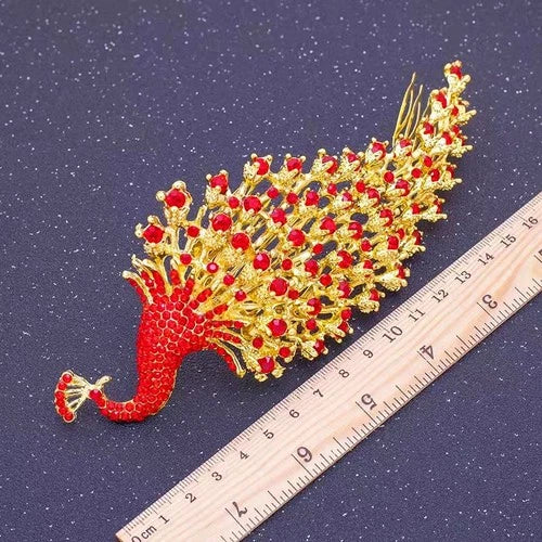 Chinese Style Bride Headpiece Wedding Hair Accessory Red Phoenix Headdress 07FC0E-D4 - KOEEK