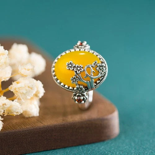 Chinese Style Plum Blossom Open Ring Women Adjustable Vintage Fashion Jewelry 07FC0E-D4 - KOEEK