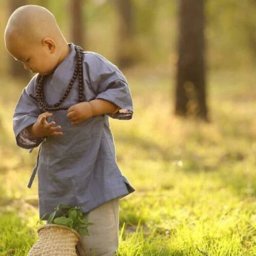 Kid Child Shaolin Buddhist Monk Robe Boy Meditation Uniform Kung fu Suit Cute 07FC0E-D4 - KOEEK