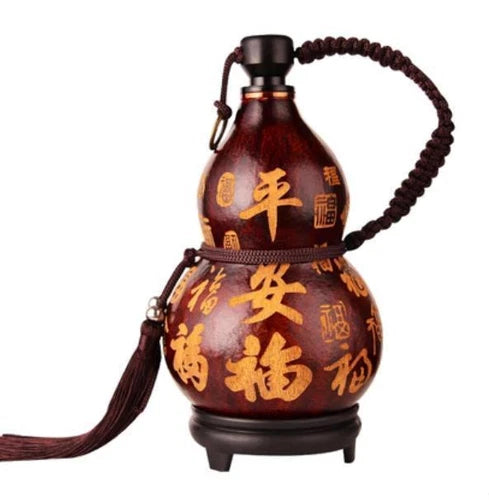 Natural Carving Wine Gourd Portable Water Bottle Gourd Decoration Birthday Gift 07FC0E-D4 - KOEEK