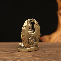 Antique Brass Small Portable Buddha Pocket Buddha Bronze Pendant Decoration 07FC0E-D4 - KOEEK