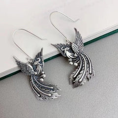 Vintage Antique Style Phoenix Earrings And Ring Handmade Jewelry Accessory 07FC0E-D4 - KOEEK