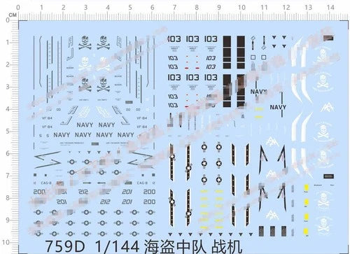 1/144 USAF Jolly Rogers VF-84 F14A Fighter Markings Model Kit Water Slide Decal 07FC0E-D4 - KOEEK