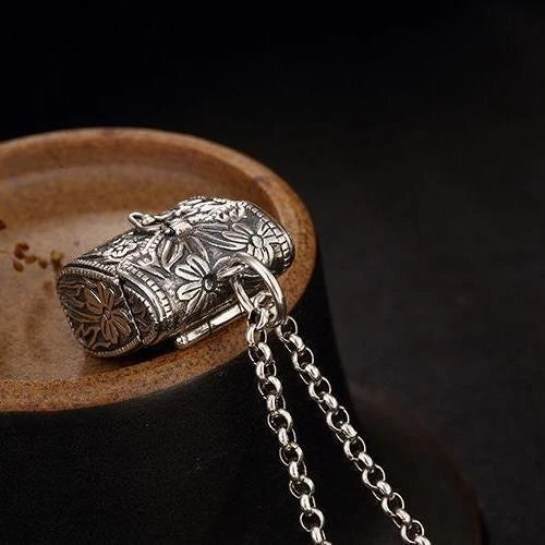 Openable Plum Blossom Money Bag Pendant Vintage Handbag Creative Box Necklace 07FC0E-D4 - KOEEK