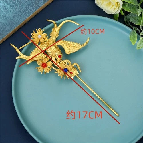 Gold Plated Ancient Style Hairpin Hanfu Hairpin Magpie Plum Court Jewelry 07FC0E-D4 - KOEEK