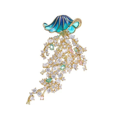 Jellyfish Brooch Zircon Inlaid Creative Luxury Pin Clothing Accessory 07FC0E-D4 - KOEEK