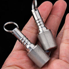 EDC Titanium Portable Keychain Waterproof Box Sealed Container Outdoor Pendant# 07FC0E-D4 - KOEEK