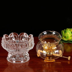13.5cm Buddhist Butter Lamp Buddha Household Glass Oil Lamp Temple 07FC0E-D4 - KOEEK