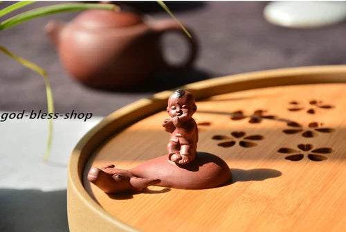 Small Tea Pet Yixing Zisha Purple Clay Tea Play Home Decoration Kid On Buffalo 07FC0E-D4 - KOEEK