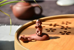 Small Tea Pet Yixing Zisha Purple Clay Tea Play Home Decoration Kid On Buffalo 07FC0E-D4 - KOEEK