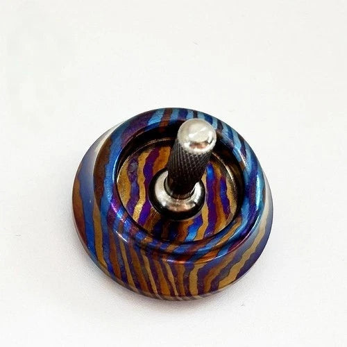 Titanium Damascus Spinning Top Desktop Spinner Fidget Toy Gyro Gyroscope Gift 07FC0E-D4 - KOEEK