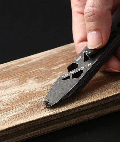 TWOSUN Titanium Alloy Hollow Out Pry Bar Crowbar Opener Pocket EDC Multi Tools 07FC0E-D4 - KOEEK
