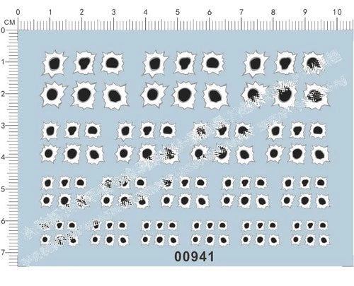 1/64 1/43 1/32 3-8mm shot bullet hole Sports Race Car Markings Water Slide Decal 07FC0E-D4 - KOEEK