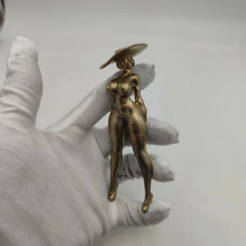12Cm Chinese Bronze Copper Statue Hand Carved Naked Girl 07FC0E-D4 - KOEEK