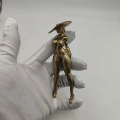 12Cm Chinese Bronze Copper Statue Hand Carved Naked Girl 07FC0E-D4 - KOEEK