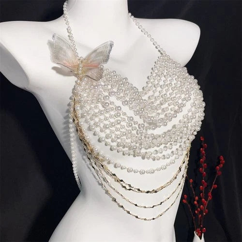 Multilayer Rhinestone Tassel Body Chain Fashion Chest Necklace Jewelry 07FC0E-D4 - KOEEK