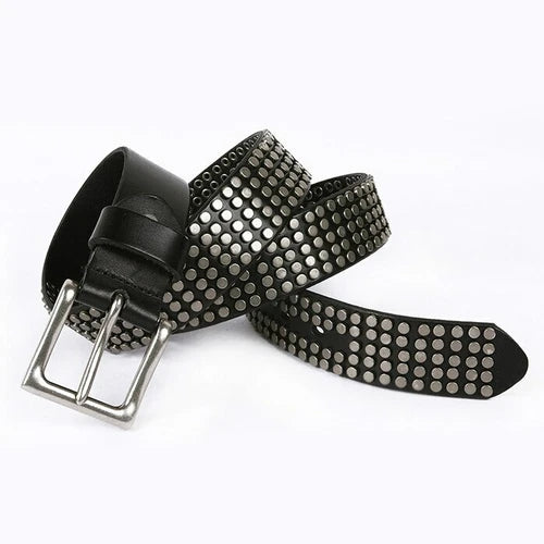 Men  Leather Rivet Belts Male Punk High Quality Fashion Square Belt 07FC0E-D4 - KOEEK