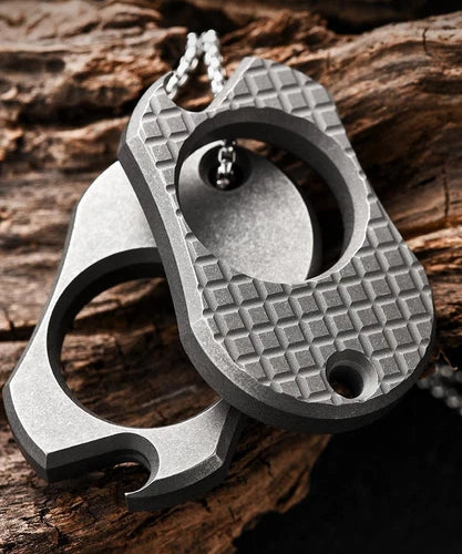 1pcs EDC Titanium Bottle Opener Keychain Necklace Pendant Outdoor Multi Tool 07FC0E-D4 - KOEEK