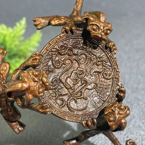 Chinese Vintage Pixiu Dragon Bronze Teapot Lid Rest Candlestick Ornament 07FC0E-D4 - KOEEK