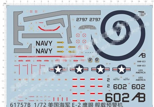 1/72 USN U.S NAVY E-2 Hawkeye Airborne Early Warning Aircraft Water Slide Decal 07FC0E-D4 - KOEEK