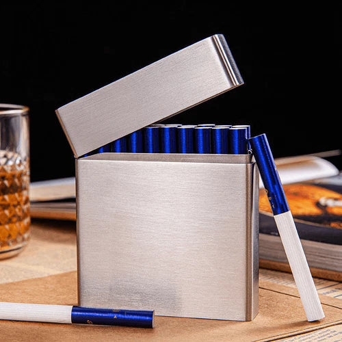 20 Stick Stainless Steel Cigarette Case Metal Portable Smoking Box For Men 07FC0E-D4 - KOEEK