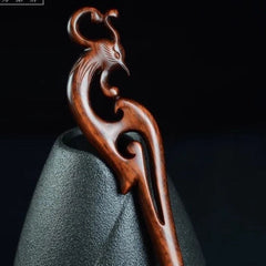 Rosewood Carved Dragon Phoenix Hair Stick Chinese Style Handmade Hairpin 2pc 07FC0E-D4 - KOEEK