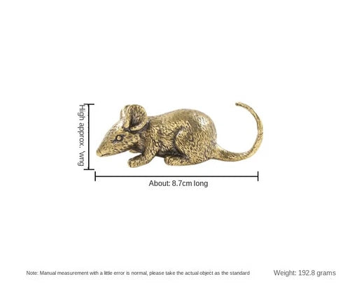 Brass Statue Zodiac Mouse Figurine Copper Ornament Metal Rat Decor Handicraft 07FC0E-D4 - KOEEK