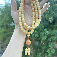 White Jade Bodhi Root Bracelet 108 Beads Multiple Circles Buddha Beads Unisex 07FC0E-D4 - KOEEK