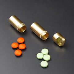 Hot Brass Pill Case Holder EDC Pill Organizer Container 2 Compartment Waterproof 07FC0E-D4 - KOEEK