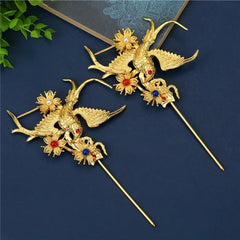 Gold Plated Ancient Style Hairpin Hanfu Hairpin Magpie Plum Court Jewelry 07FC0E-D4 - KOEEK