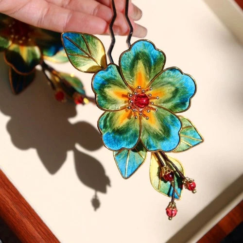 Velvet Silk Hairpin Chinese Style Hanfu Qipao Hair Accessory Traditional 1pc 07FC0E-D4 - KOEEK
