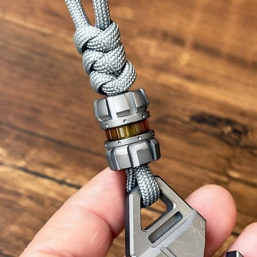 Titanium Damascus Zirconium Knife Lanyard Bead Paracord Pendant EDC Charm DIY 07FC0E-D4 - KOEEK