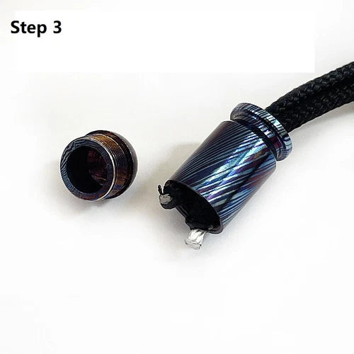 EDC 1PC Titanium Damascus Bullet Shape Knife Lanyard Bead Paracord Pendant Craft 07FC0E-D4 - KOEEK