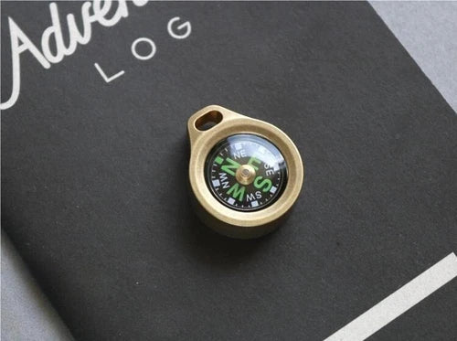 EDC Mini Brass Compass Pocket Survival Compass Keychain Necklace Pendant Outdoor 07FC0E-D4 - KOEEK