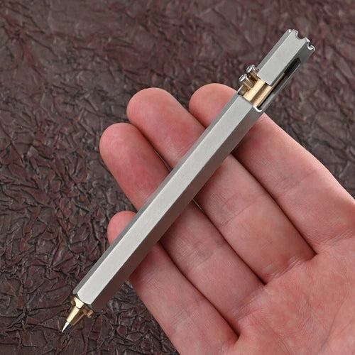 Stainless Steel Brass Bolt Action Ballpoint Pen EDC Pocket Signature Writing Pen 07FC0E-D4 - KOEEK