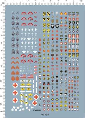 1/16 WWII US AM-WORKS LW16003 Badge Armband Military Insignias Water Slide Decal 07FC0E-D4 - KOEEK