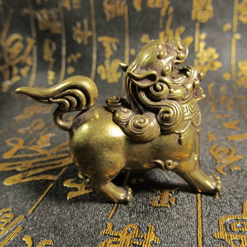 Chinese Pure Bronze Brass Fengshui Lion Beast Animal Incense Burner Censer 07FC0E-D4 - KOEEK