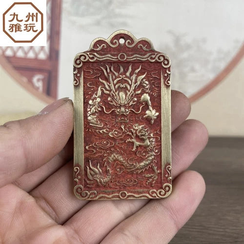 China Brass Dragon Wucai God Zhao Gongming Netsuke Pendant Fengshui 黄铜 武财神赵公明 07FC0E-D4 - KOEEK