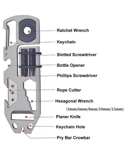 EDC Stainless Steel Key chain Pry Bar Crowbar Pocket Outdoor Multi Card Tools 07FC0E-D4 - KOEEK