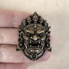 Tibetan Copper Mahakala Head Pendant Vintage Antique Style 07FC0E-D4 - KOEEK