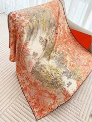70% Cashmere 30% Silk 135X135cm Wrap Scarf pink forest Print Triangle Shawl 07FC0E-D4 - KOEEK