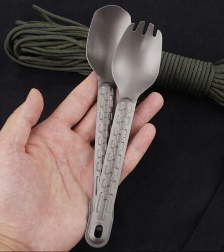 Titanium Spoon / Spork Tableware Outdoor Travel Portable Small Kitchen EDC Tools 07FC0E-D4 - KOEEK